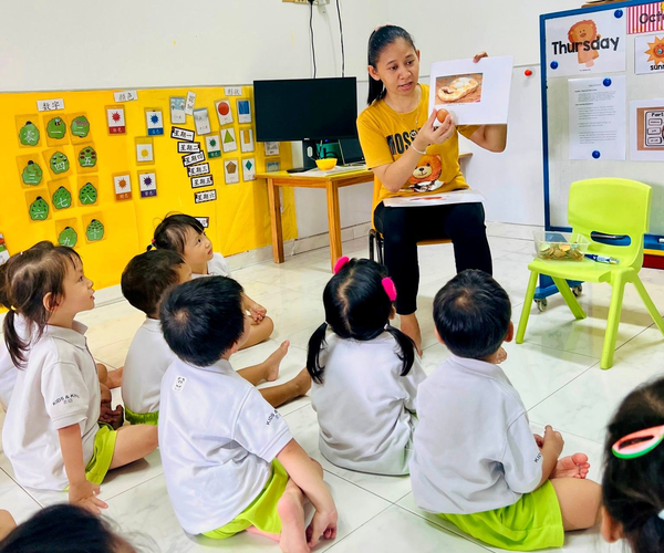 Teacher teaching children in class